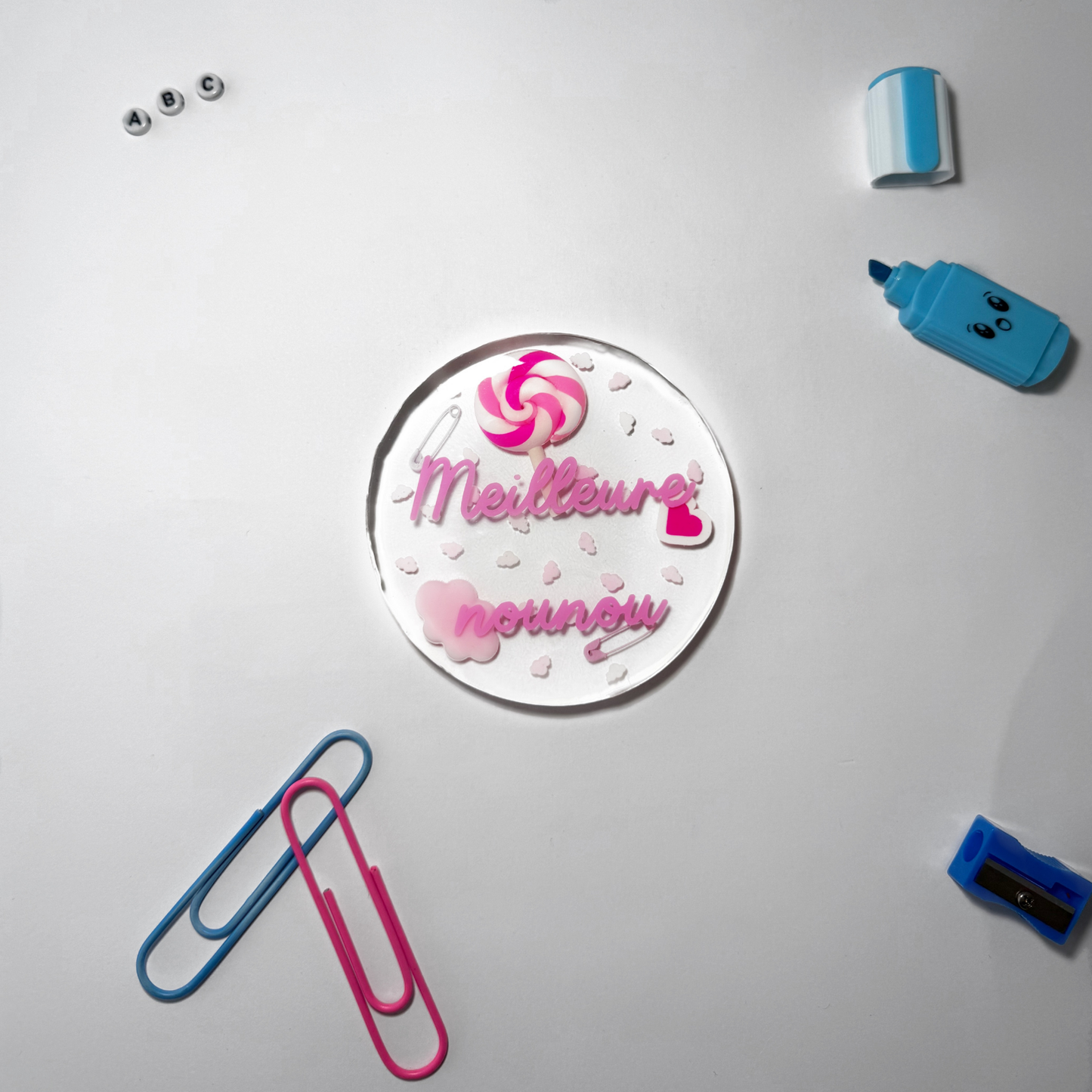 Dessous de verre "Meilleure nounou" en résine