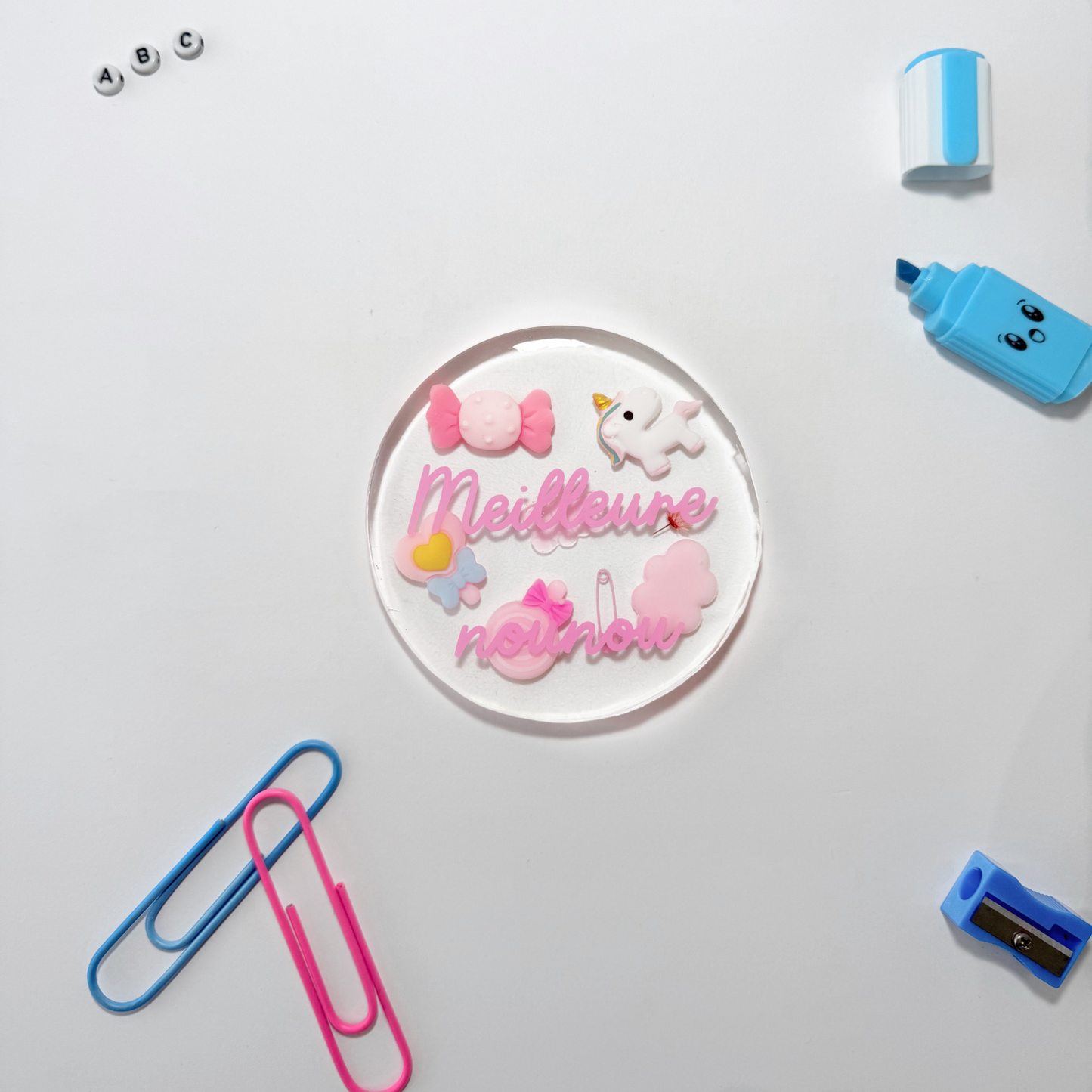 Dessous de verre "Meilleure nounou" en résine