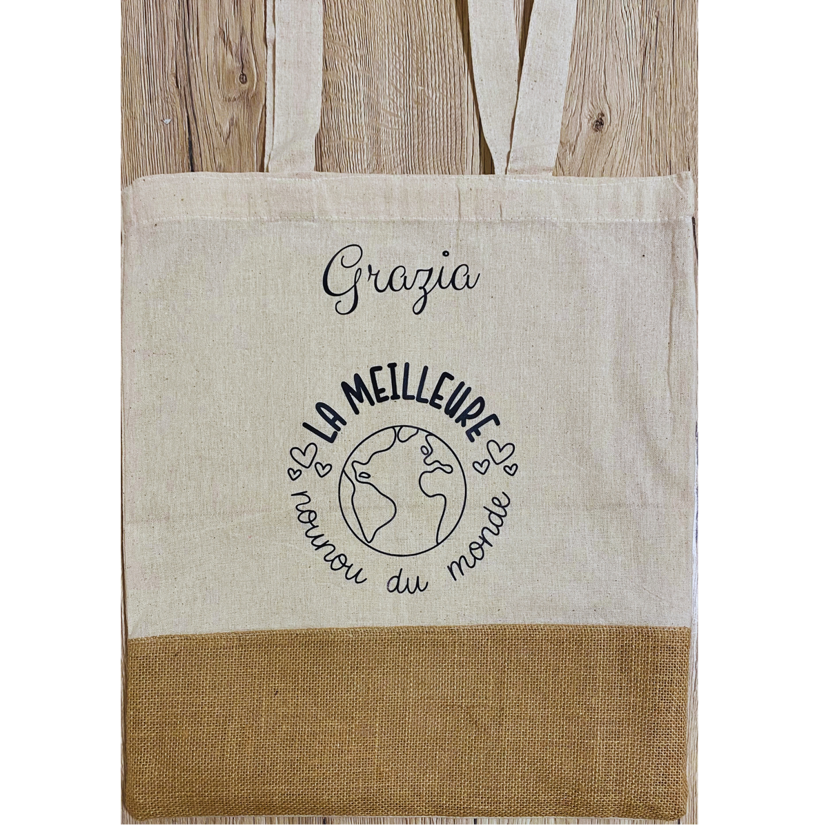 Tote bag avec détail en toile de jute