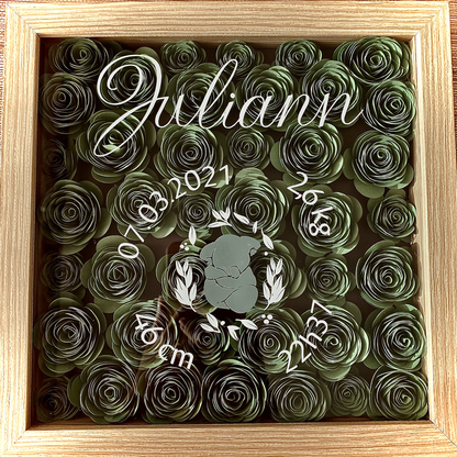 tableau naissance personnalise personnalisable cadre bois blanc noir rose papier fait main marion papillon geneve suisse